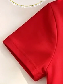 SHEIN (1 Pc) Baby Girl Fresh Cute Casual Minimalist Shiny Cherry Leaf Pattern Basic Red Short T-Shirt, Comfortable Daily Wear - Red - View 3