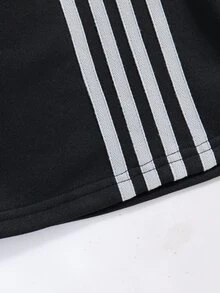 SHEIN 青少年女孩側邊條紋抽繩腰休閒喇叭運動長褲 - 黑色 - 查看 8