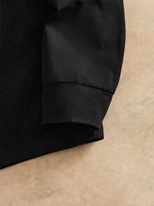 EASEVO Men's Plus Size Letter Print Button Half Placket Long Sleeve Polo Shirt, Big And Tall Men Pullover Top - Black - View 6