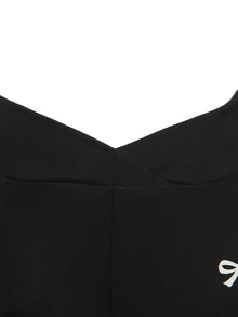 SHEIN 3件組女款黑色運動休閒多件套裝，長褲附獨特腰帶與喇叭褲腳，適合室內/戶外、派對、返校及各種場合，春/秋/冬 - 黑色 - 查看 4