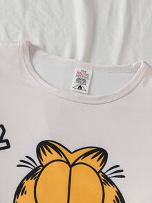 GARFIELD | SHEIN Tween Girl Cute Cartoon Print Long Sleeve Nightgown - Apricot - View 3