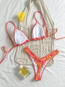 Swim Mod Random Print Spaghetti Strap High Cut Shorts Sexy Bikini Set, Women Summer Beachwear Outfits, Springbreak - Multicolor - View 2