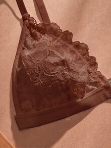SHEIN Elacene 2件組性感蕾絲拼接前開扣女式內衣套裝 - 咖啡棕 - 查看 4