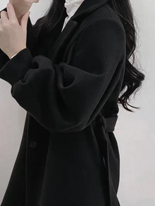INAWLY 全新优雅系带长袖女式夹克 - 黑色 - 查看 7