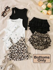 SHEIN Playful Pals 2件套女婴可爱优雅豹纹碎花短裤套装，春夏款 - 黑色 - 查看 9