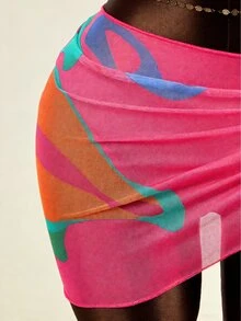Zestiva 2026 New Retro Face Print Sexy Mesh 4-Piece Bikini Set Golf White Summer - Hot Pink - View 6