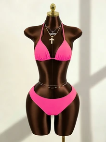 Zestiva 2026 New Retro Face Print Sexy Mesh 4-Piece Bikini Set Golf White Summer - Hot Pink - View 3