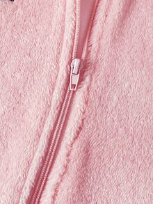 6pcs Random 1pc Autumn/Winter Double-Sided Flannel Newborn Romper Cute Rabbit Embroidery Rabbit Ear Hooded Zipper Long Sleeve Footed Crawling Suit Pink Apricot Grey Blue Red Deep Pink Multi-Color Romper Home Wear Autumn/Winter Extra Thick Winter Style - Multicolor - View 7