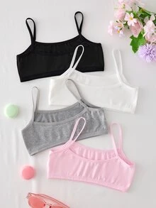 4件組女童可愛甜美愛心印花簡約時尚嬰兒粉休閒日常首個生日吊帶背心內衣，針織布料，冬季 - 彩色 - 查看 2