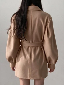 INAWLY New Elegant & Stylish Tie-Up Long Sleeve Women Jacket - Mocha Brown - View 2