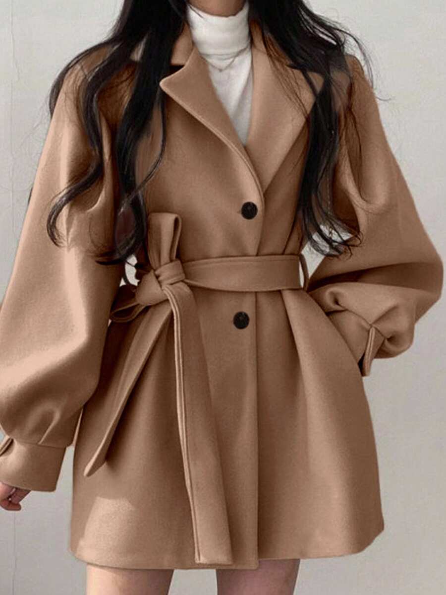 INAWLY New Elegant & Stylish Tie-Up Long Sleeve Women Jacket - Mocha Brown - View 1