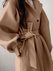 INAWLY New Elegant & Stylish Tie-Up Long Sleeve Women Jacket - Mocha Brown - View 4