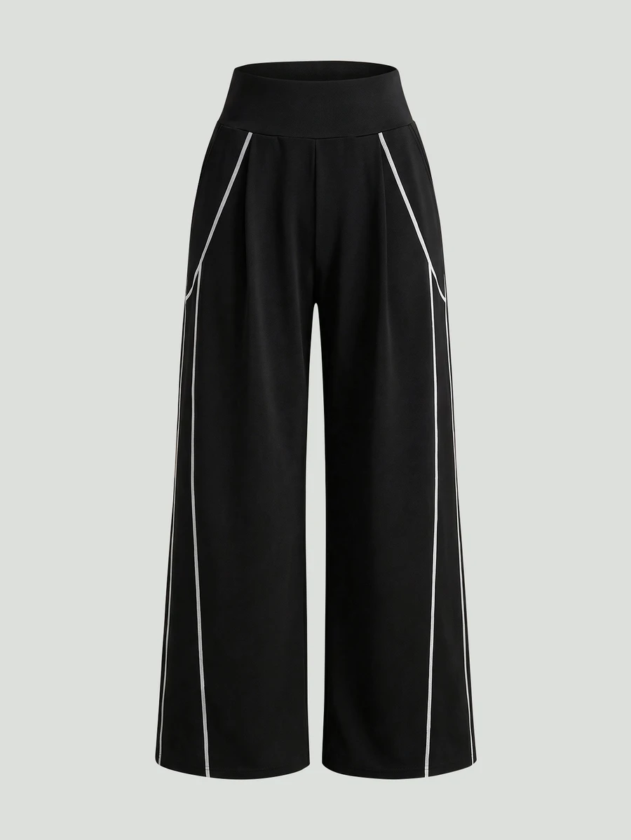 SHEIN Sweetro Women's Contrast Trim Athletic Pants - Black - View 1