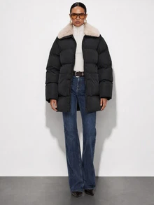 Lumivelle Women's Waterproof Oversized Puffer Jacket Featuring A Contrast Faux-Fur Spread Collar, Deep Side Pockets, And Daily Statement Silhouette, Daily Street Collection - Black - View 1