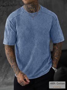 SLATEMANN Men's Summer Casual Versatile Short Sleeve T-Shirt Men's Summer Casual Simple Washed Short Sleeved T-Shirt - Black - View 5