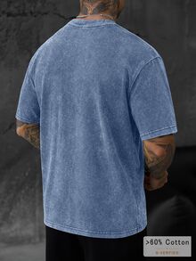 SLATEMANN Men's Summer Casual Versatile Short Sleeve T-Shirt Men's Summer Casual Simple Washed Short Sleeved T-Shirt - Black - View 2