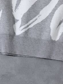 Boys' Autumn/Winter Fashion Pattern Letter Jacquard Knit Sweater Long Sleeve Base Layer School Grey Graphic Casual Pullover - Light Grey - View 6