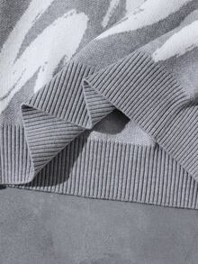 Boys' Autumn/Winter Fashion Pattern Letter Jacquard Knit Sweater Long Sleeve Base Layer School Grey Graphic Casual Pullover - Light Grey - View 8