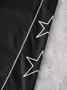 SHEIN Teen Boys Casual Streetwear Baggy Sports Style Letter Webbing Split Design Patchwork Straight Leg Pants Cycling Black Autumn - Black - View 7