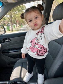 SHEIN Setelan Hoodie dan Sweatshirt Musim Gugur dan Musim Dingin untuk Bayi Perempuan - Putih - View 3