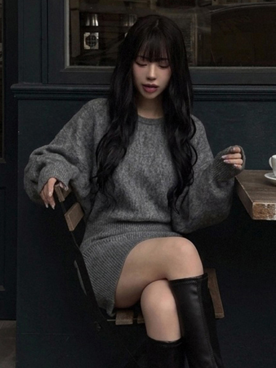 Women's Vintage Fashion Long Sleeve Sweater Dress For Daily Wear Fall