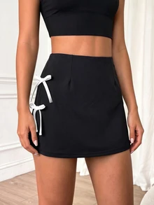 Sweetra Women's Bow Decor Pocket Sports Skort - Multicolor - View 4