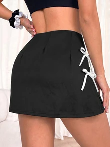Sweetra Women's Bow Decor Pocket Sports Skort - Multicolor - View 2