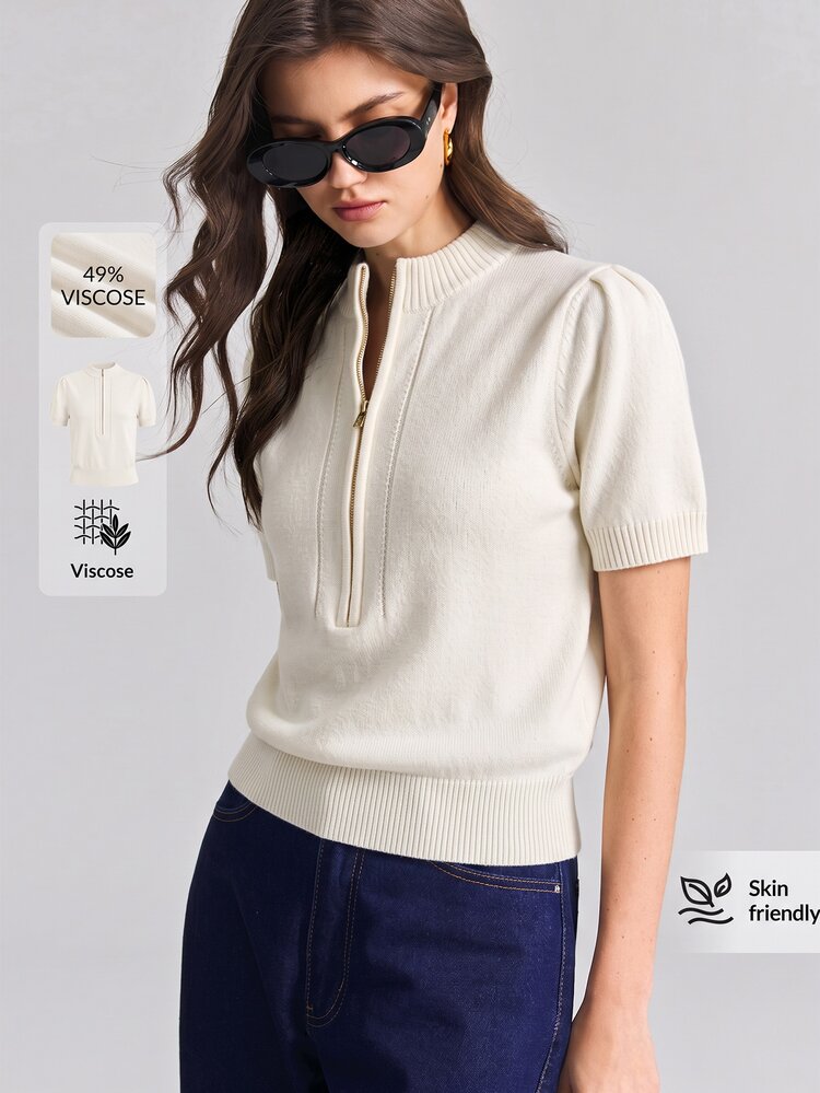 Ontre Women's Knitted Top, Autumn Halloween Back To School Church Special Occasion Birthday Wedding Guest Party Date Vacation French Elegant Casual Minimalist - Beige - View 1