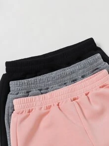 SHEIN 3 قطع سروال قصير رقيق مطبوع بطباعة الكرتون الجميلة للبنات الصغار للصيف - متعدد الألوان - مشاهدة 5
