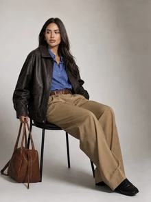 Dazy Plus Autumn New Loose Casual PU Streetwear Brown Jacket - Brown - View 6