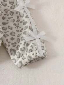 SHEIN Souflis طقم ملابس للرضيعات بتصميم عصري، جاكيت كارديجان بسحاب وياقة فيونكة وطبعة نمر بألوان فاتحة مع بنطال طويل مزين بفيونكة، إطلالة خريفية للعودة إلى المدرسة - متعدد الألوان - مشاهدة 3