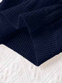 SHEIN Young Girl Solid Color Sleeveless Knit Vest Autumn Fall - Navy Blue - View 3