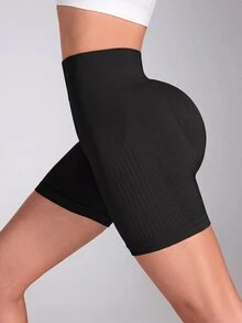 SHEIN 2件組女款黑色紮染玫瑰紅無縫針織短褲 瑜伽跑步單車健身戶外休閒穿著 春夏秋冬皆適 新熱銷款 - 彩色 - 查看 6
