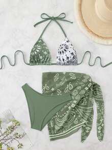Swim Vcay Women Summer Beach Swimwear - Army Green - View 1