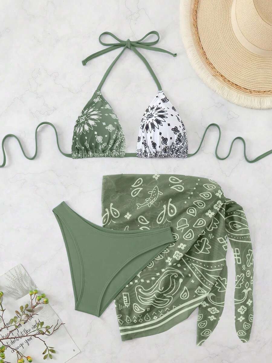 Swim Vcay Women Summer Beach Swimwear - Army Green - View 1