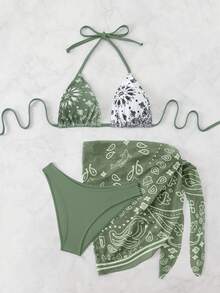 Swim Vcay Women Summer Beach Swimwear - Army Green - View 5