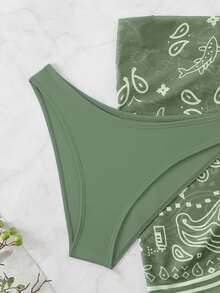Swim Vcay Women Summer Beach Swimwear - Army Green - View 4