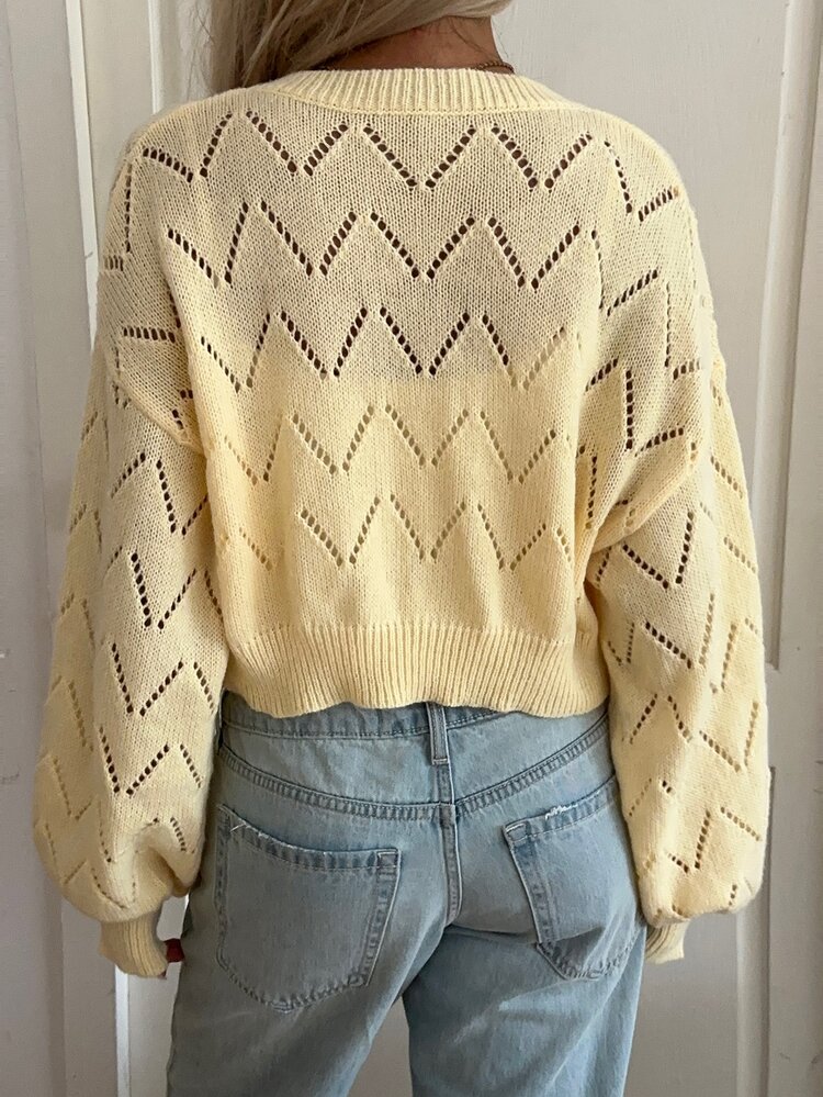 CovetEZ Women's Elegant Casual Round Neck Keyhole Long Sleeve Tie-Front Sweater Everyday School Date Pale Yellow Autumn - Yellow - View 5