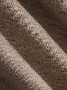 Dazy-Less Sweater Rajut Longgar Bergaris Lengan Panjang Leher Bulat Wanita Warna Cokelat Muda Polos Kasual Serbaguna untuk Bisnis Kasual Wanita - Unta - View 5