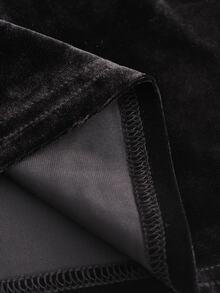 LUMIGAL Đầm mini trễ vai nữ mùa thu mới, phối nhung đen và satin vàng, đính nơ - màu đen - Xem 6