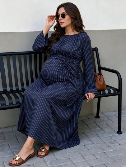 MaterniWear فستان أنيق مخطط للحوامل للتنقل اليومي