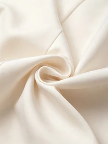 SHEIN Franclia 女款寬鬆版型奶油白金屬扣短袖西裝外套，春夏教師節商務辦公職場休閒優雅風 - 米色 - 查看 3