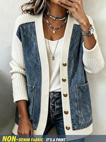 Zayélia Women's Colorblock Casual Versatile Daily Wear Long Sleeve Cardigan - Multicolor - View 5