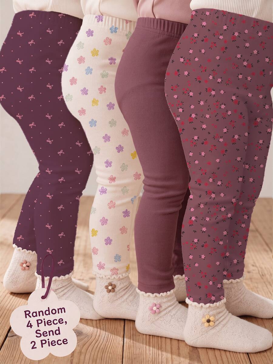 Kids 2PCS Young Girls Winter Leggings - Multicolor - View 1