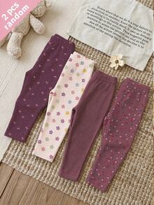 Kids 2PCS Young Girls Winter Leggings - Multicolor - View 3