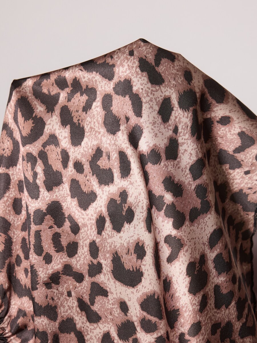 Slumberist Minimalist Sexy Style Vintage Leopard Print Satin Lace Patchwork Cami & Long Pants Loungewear Set - Multicolor - View 1