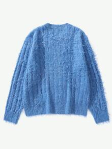 Manfinity Roughcore Men's Solid Color Casual Versatile Daily Wear Long Sleeve Sweater Holiday Festival Autumn Streetwear Winter Formal Old Money - Blue - View 7