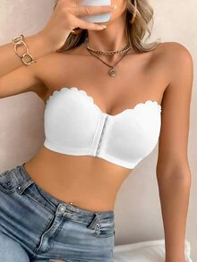 Wedaily 4pcs/Set Colorful Women's Bras, Front Closure Ruffled Padded Push-Up Bras - Multicolor - View 8