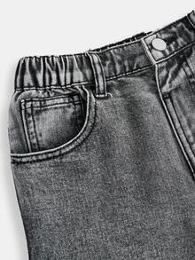 Tween Girls Pockets Loose Wide Leg Distressed Relaxed Fit Casual Versatile Jeans Fall Winter - Light Grey - View 4
