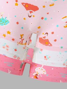 SHEIN 6pcs/Set Young Girl' Baby Pink Series Fairy Source 100 Cotton Comfortable Printed Briefs Winter - Multicolor - View 5